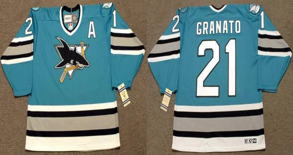 2019 Men San Jose Sharks 21 Granato blue CCM NHL jersey